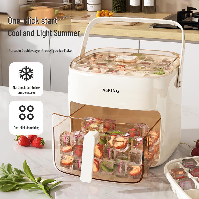 One-Key Ice Tray Mold Set: Food-Grade, Convenient Ice Cube Tray & Bucket for Home Use