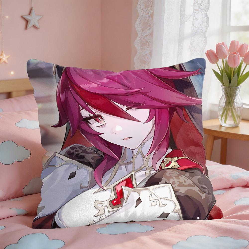 Rosaria Genshin Game Cushion Cover Short Plush Pillow Case Room Sofa Cushion Covers Home Decor Funda