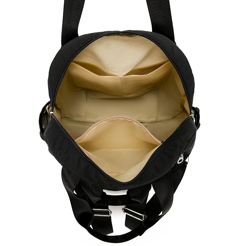 Women's Backpack Round Bag Large Capacity Travel Bag Solid Color Student Schoolbag