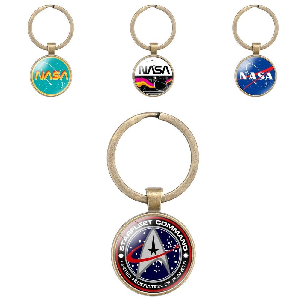 Nasa Logo Enkelzijdige Edelsteen Sleutelhanger Cartoonstijl Gemengd Materiaal Sleutelhanger