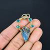 Neonblauer Apatit Edelstein Anhänger Kupfer Elektrogeformter Schmuck, Handgefertigter Antiker Anhänger Schmuck, Geschenk für Mutter