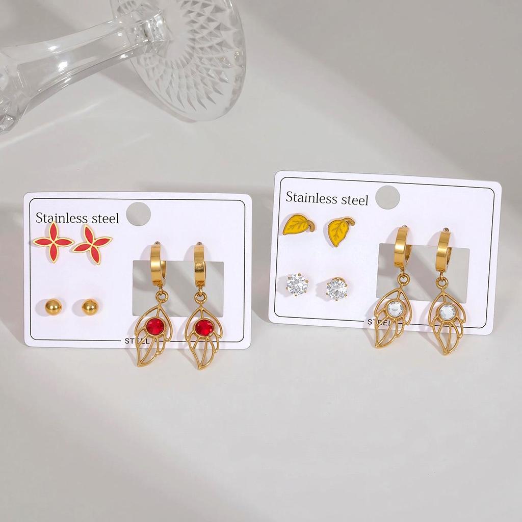 High-End European & American Stainless Steel Earrings: Fashionable, Non-Fading, Versatile Luxury Jewelry Set for Women