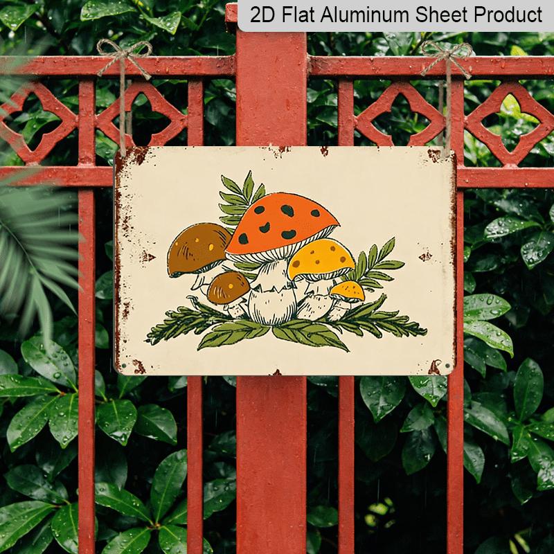 2D Flat - 1pc Merry Mushrooms Aluminum Sign - Vintage Retro Wall Art, 7.87*11.8 Inch Durable Metal Decor for Kitchen, Office, Outdoor Mothers Day