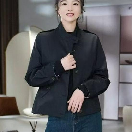 Stylish Stand Collar Women's Short Trench Coat - Age-Reducing, Loose Fit for Spring & Autumn 2026