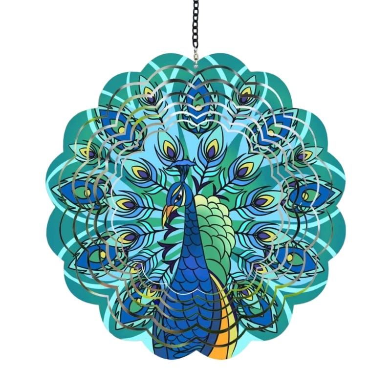 Metal Rotating Aeolian Bells Ornament Weather Resistant Iron Hanging Decoration For Patios Yard Garden Balconies Display