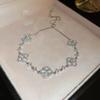 Elegant Pink Four-Leaf Clover Necklace Set With Floral Pendant Rose Gold Plated Copper Jewelry Women