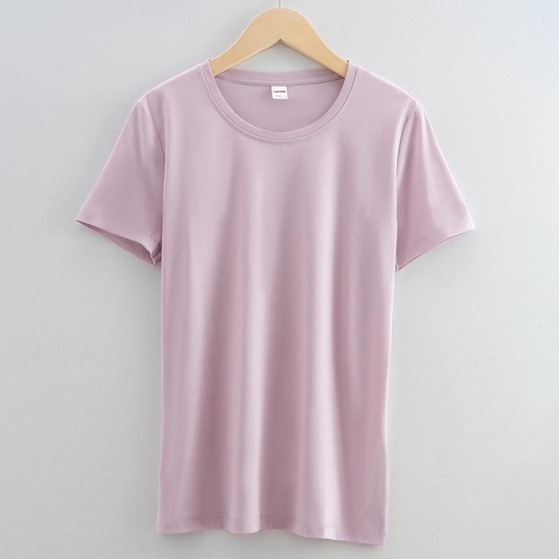 Silk Cotton T Shirt For Women Summer Breathable Casual Relaxed Fit Plain Style
