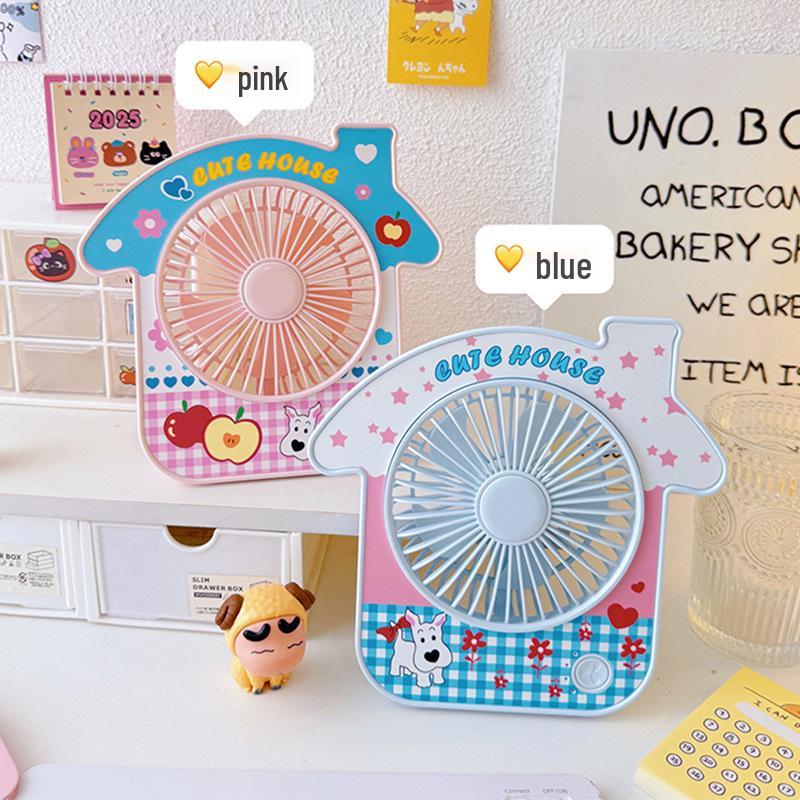 

Cute Cabin Style USB Desktop Fan: Stylish, Portable Mini Fan for Women 1200mAh [Three Speeds]