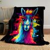 Colorful Llama with Glasses Patterned Blanket, Flannel, Suitable for All Seasons, Home Decor, Warm and Cozy
