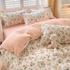 Skin-Friendly Twill Fabric Bed Sheet Four Piece Set Ab Double-Sided Color Blocking Bedding Sets Flower Printed Quilt Cover