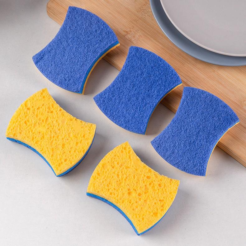 Three-Layer Wood Pulp Cotton Sponge - Double-Sided, Quick-Drying Dishwashing Sponge