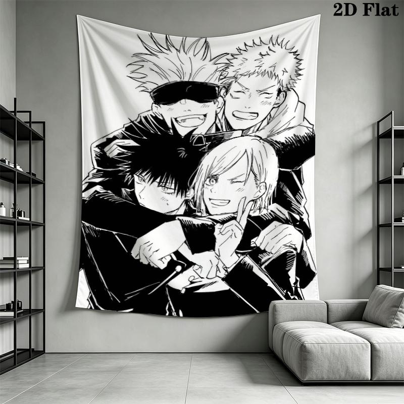 Jujutsu Kaisen Wall Tapestry Aesthetic Wall Hanging Printed Fabric Blanket Decorative Tapestries for Bedroom Living Room Home Decor
