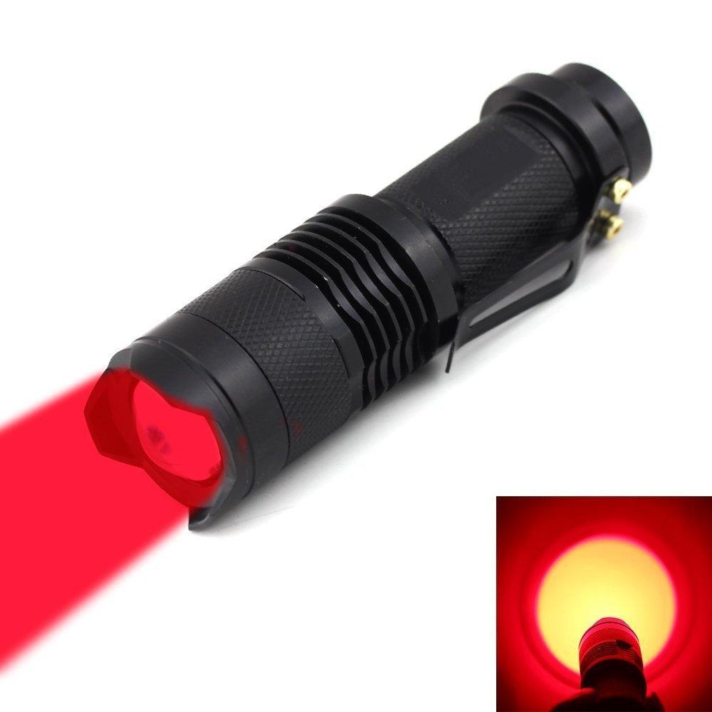 WindFire Q5 LED Red Flashlight with 3 for Night Night and Hunting Zoom, Modes, Hunting, Fishing, Astronomy, Stargazing, Photography, (Red Light)