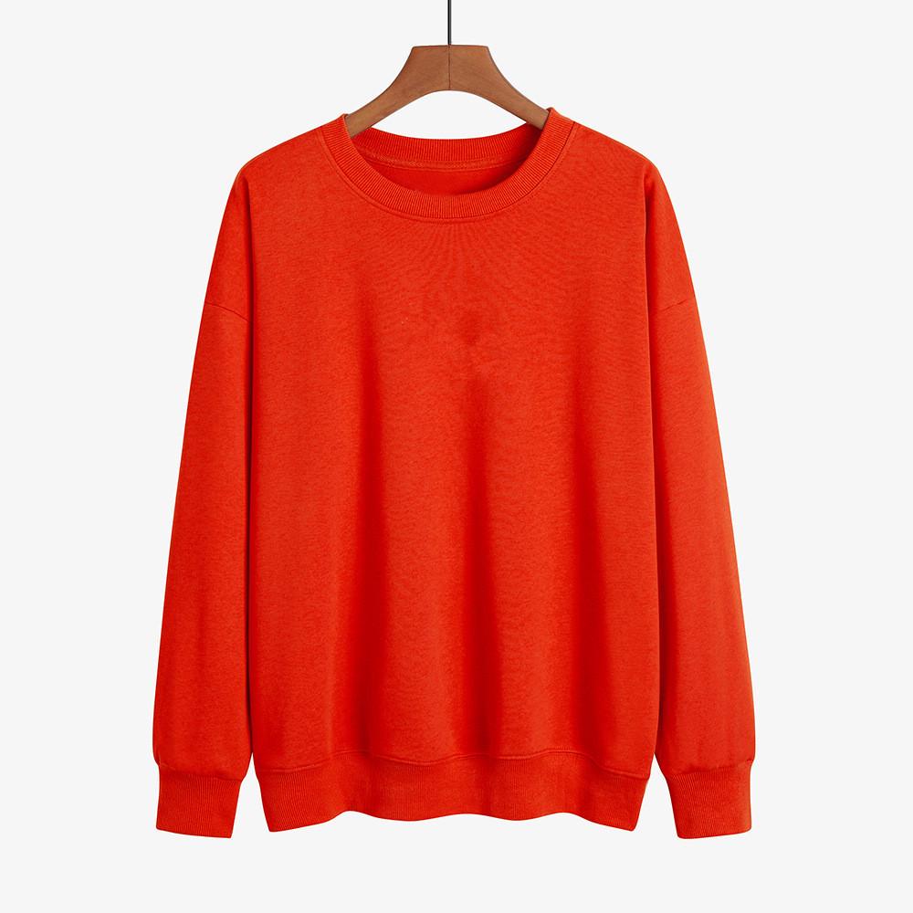 Women's 2023 Autumn/Winter Loose Fit Plus Velvet Round Neck Solid Color Hoodie