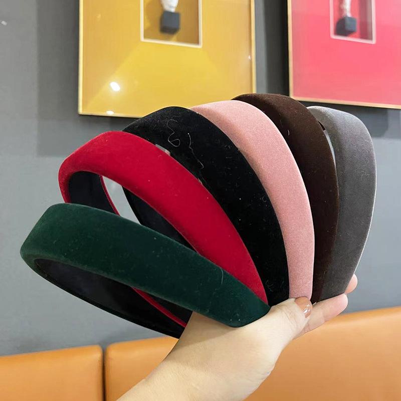 Høst Vinter Kvinner Varmt Fløyelstoff Svamp Polstret Pannebånd for Dame Jenter Casual Shopping Hårtilbehør