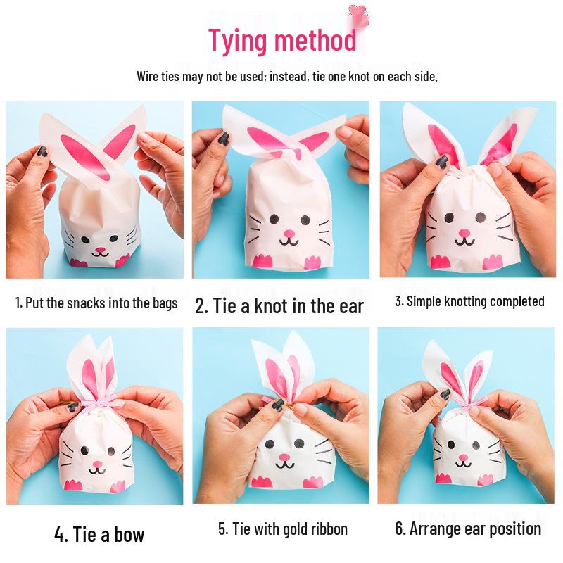 Cartoon Bunny Ears Candy Snack Bag for Kids - Children's Day Gift, Snowflake Crisp Cookies, Small Snacks, Baking Packaging