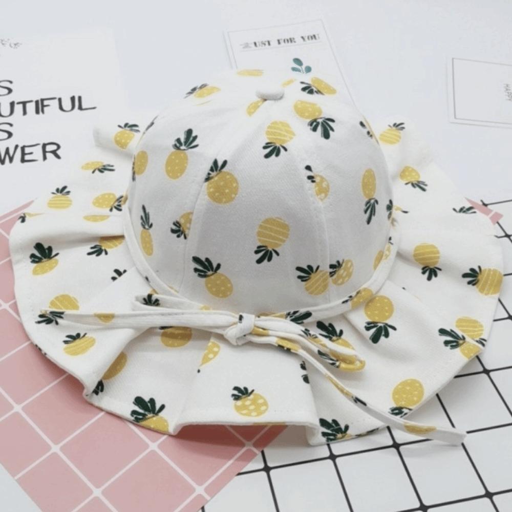 Flower Print Baby Girl Sun Hat Fruit Print Princess Children Cap  Photography Props бежевый