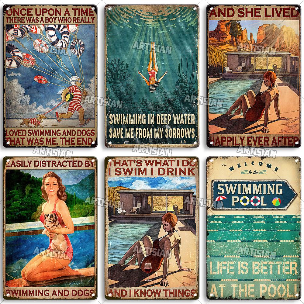 Artisian Sport Metal Sign Swimming Tin Poster Diving Decorative Plate Wall Decor Garage Bar Pub Club Hotel Cafe Kitchen Home