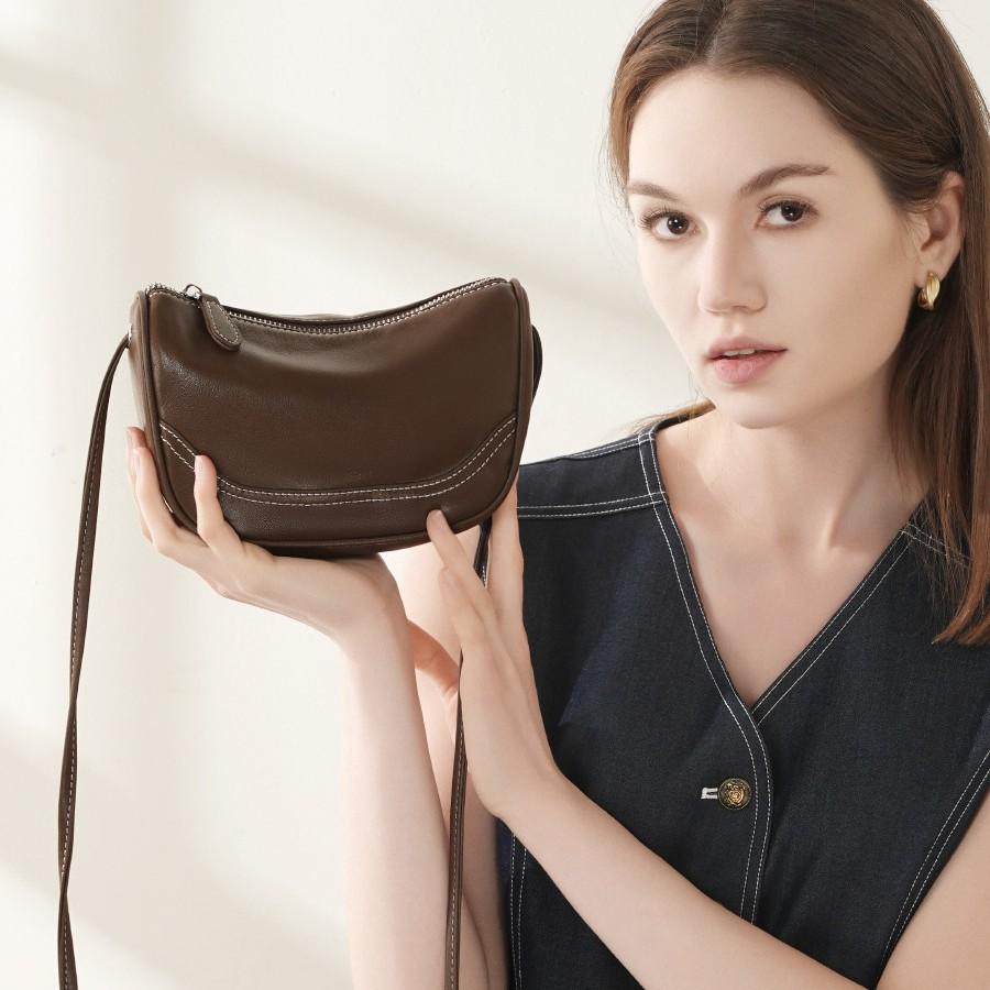 Simple Shoulder Women's Bag, Cowhide Fashion Mini Messenger Bag, Genuine Leather Women's Bag