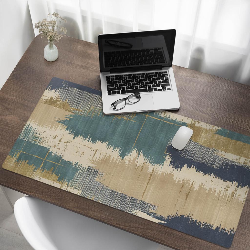 Stylowa Mata Winylowa Pod Komputer Abstrakcyjne Pociągnięcia 120X60 Cm