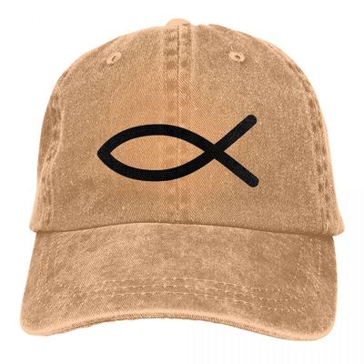 Washed Unisex's Baseball Cap Ichthus Trucker Snapback Caps Dad Hat Jesus God Cross Golf Hats