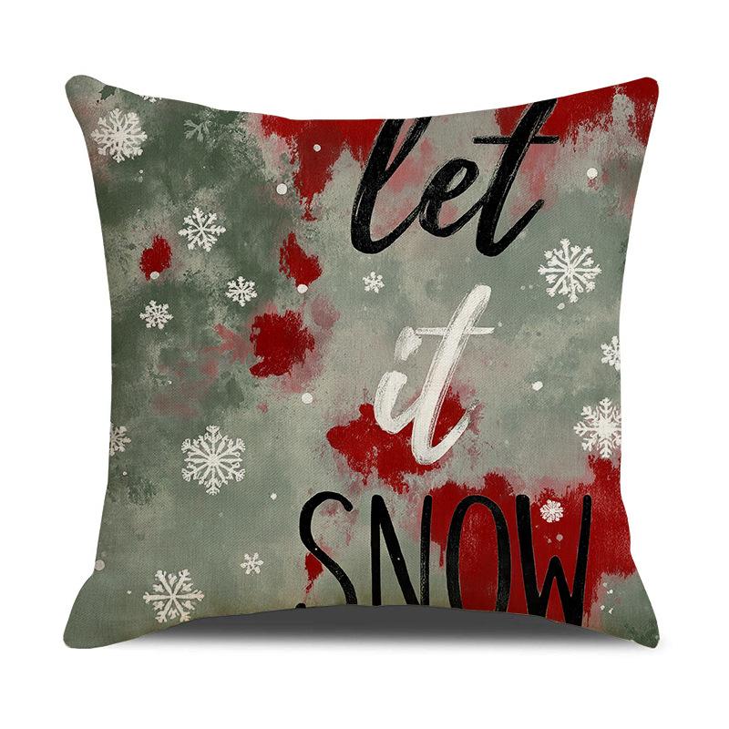 Hand-painted New Christmas Pillow Cover Linen Printed Snowman Cushion Simple Versatile Home Decoration Combination Pillow Cover