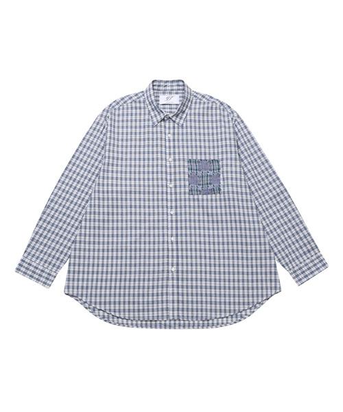 Greatest Pocket Detail Check Shirt Blue Free