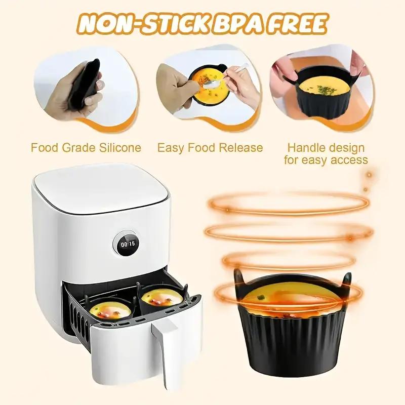 Reusable silicone baking cups, non-stick muffin cupcake molds with double handles, BPA-free, mini round air fryer cupcake lining