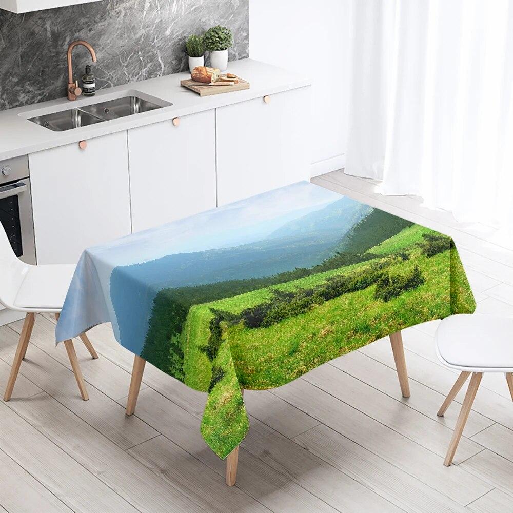 Landscape Printing Tablecloth Camping  Stain Resistant Waterproof Restaurant Table Decoration Kitchen Home