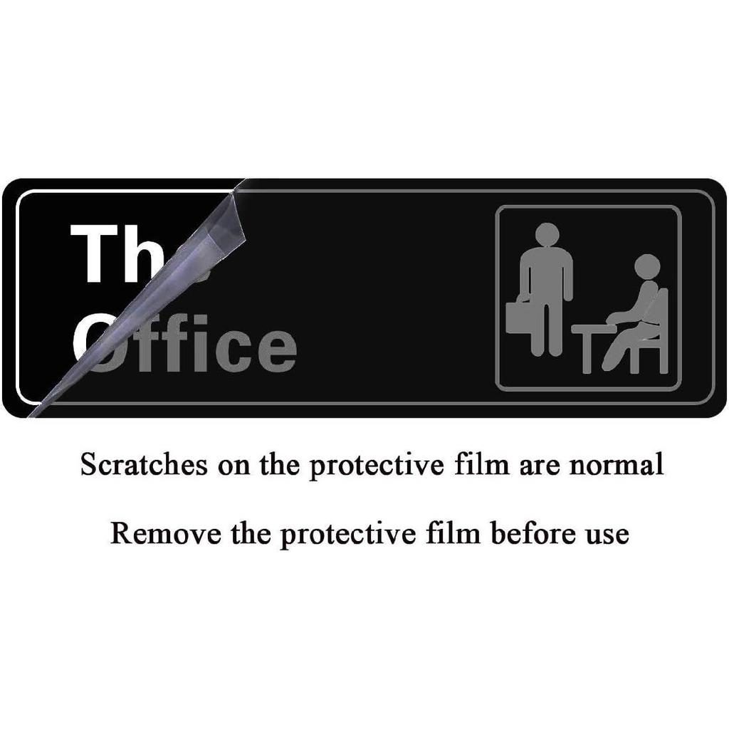 Office Sign - Self-Adhesive 9 x 3 Inch Door or Wall Name Plate - Acrylic (Black and White)