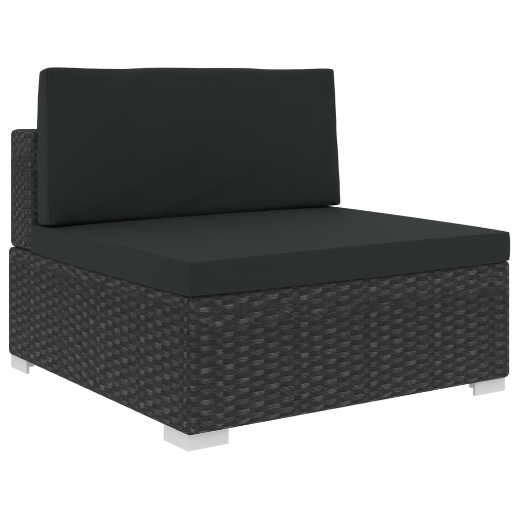8 piece Garden Lounge Set with Cushions Poly Rattan Black