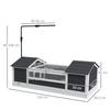 Exterior terrestrial turtle house, turtle enclosure with 2 compartments, adjustable lamp stand, solid wood, 120 x 56.5 x 43 cm, gray