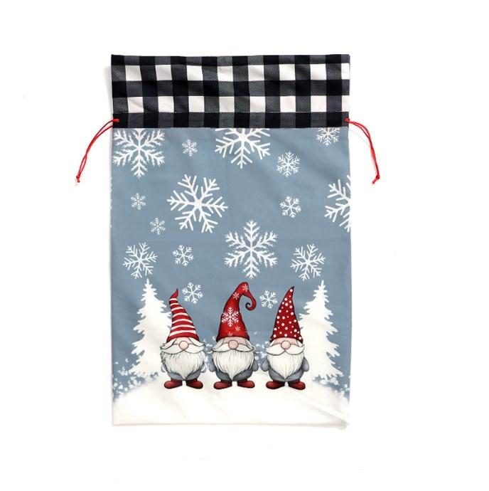 Holiday Large Present Bag with Flannel Fabric Drawstring Closure Featuring For FOREST Santa for Kids Christmas Storage 37x56cm