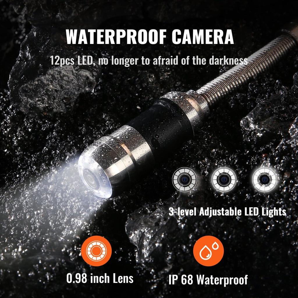 Sewer Camera Pipe Inspection Camera 7" 1000TVL Camera 100ft w/Locator 512Hz