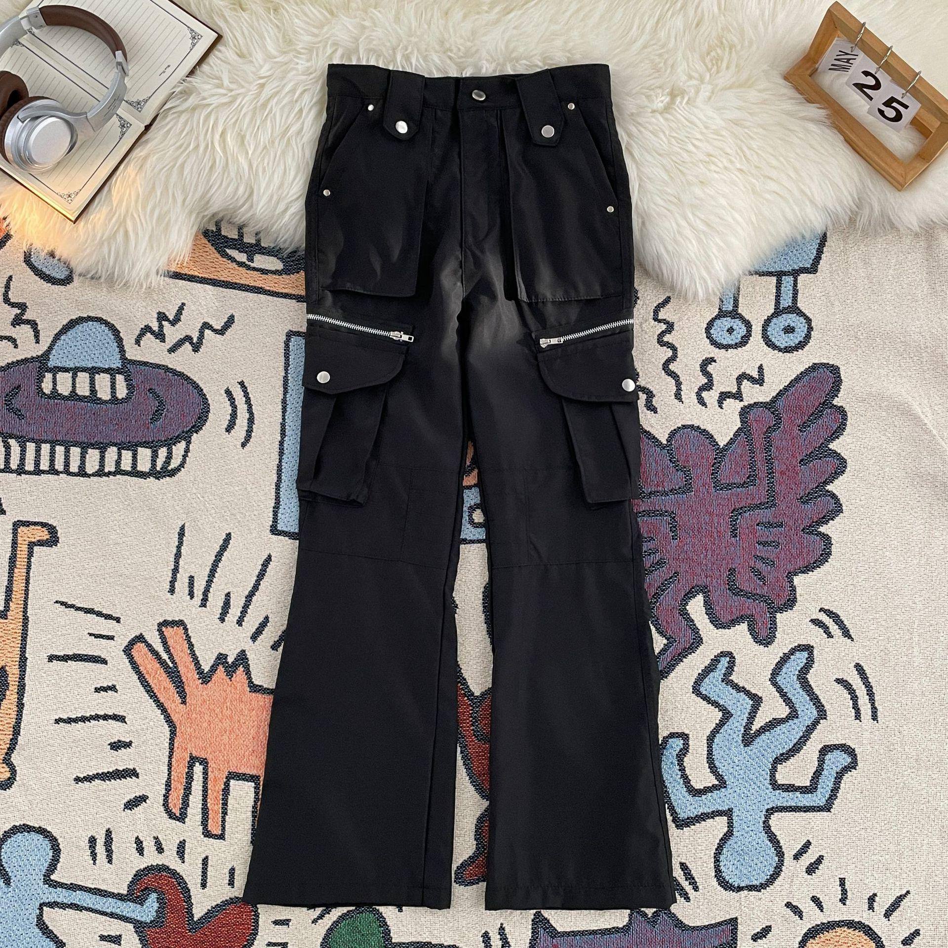 

Мужские винтажные брюки прямого кроя в стиле хай-стрит - модная повседневная рабочая одежда для подростков, весенне-осенний стиль 2XL чёрный