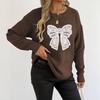 Women S Round Neck Long Sleeve Pullover Sweater Featuring Embroidered Lace Butterfly Splicing