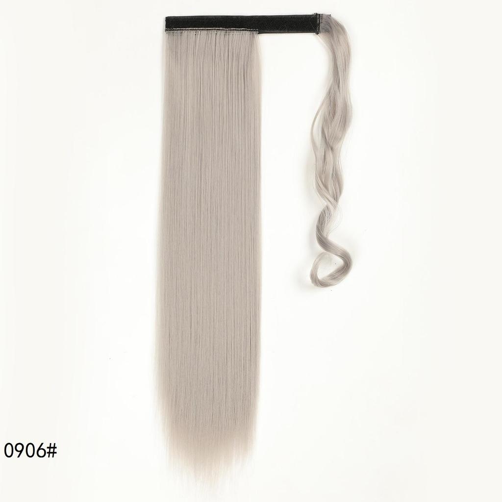 Synthetic Straight Ponytail Hair Extension With Velcro Wrap Design, 60cm Long Sleek Wrap Around Ponytail For Women Girls