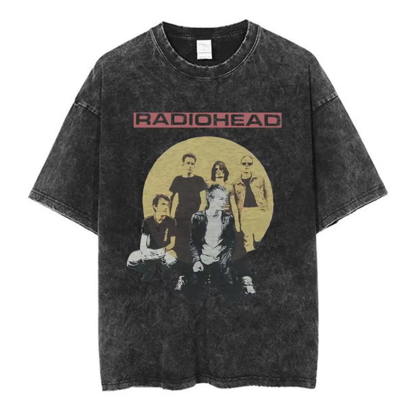 Rock Band Radiohead The Bends Vintage Washed Tshirt Unisex Women Fashion Hip Hop T Shirts Casual Tshirts Streetwear