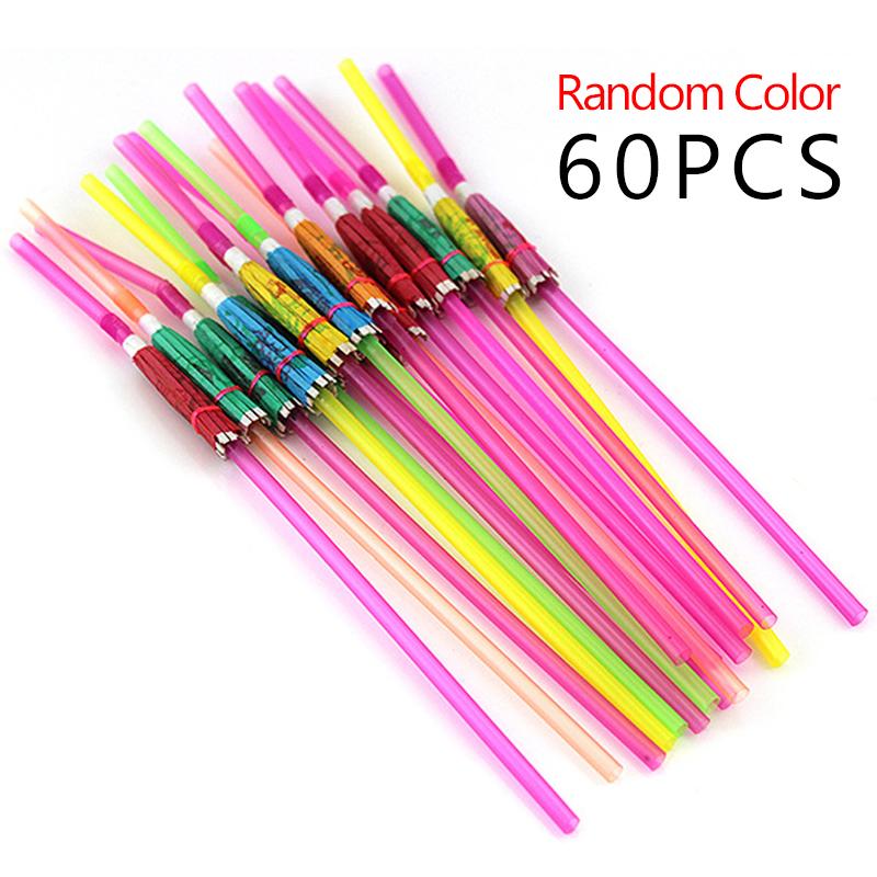 30-120PCS/Pack Creative Umbrella Decorative Straws Random Mix Color Disposable Beverage Cocktail Straw Festival Party Supply ZYF