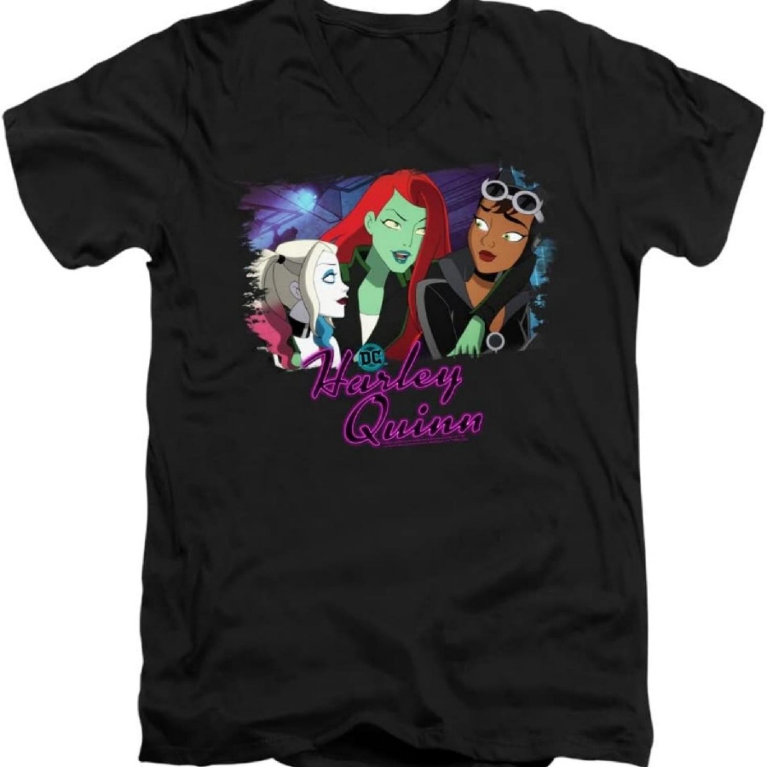 

Harley Quinn Animated Series Girl Gang Unisex Adult V-Neck T Shirt XXXXXL різнокольоровий