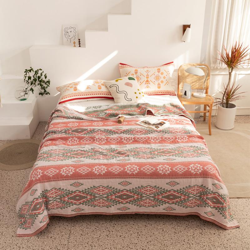 Bohemian Cotton Four-layer Gauze Towel Quilt,100% Washable Summer Cooling Quilt Cold Silk Air Condition Quilt/Blanket/Duve