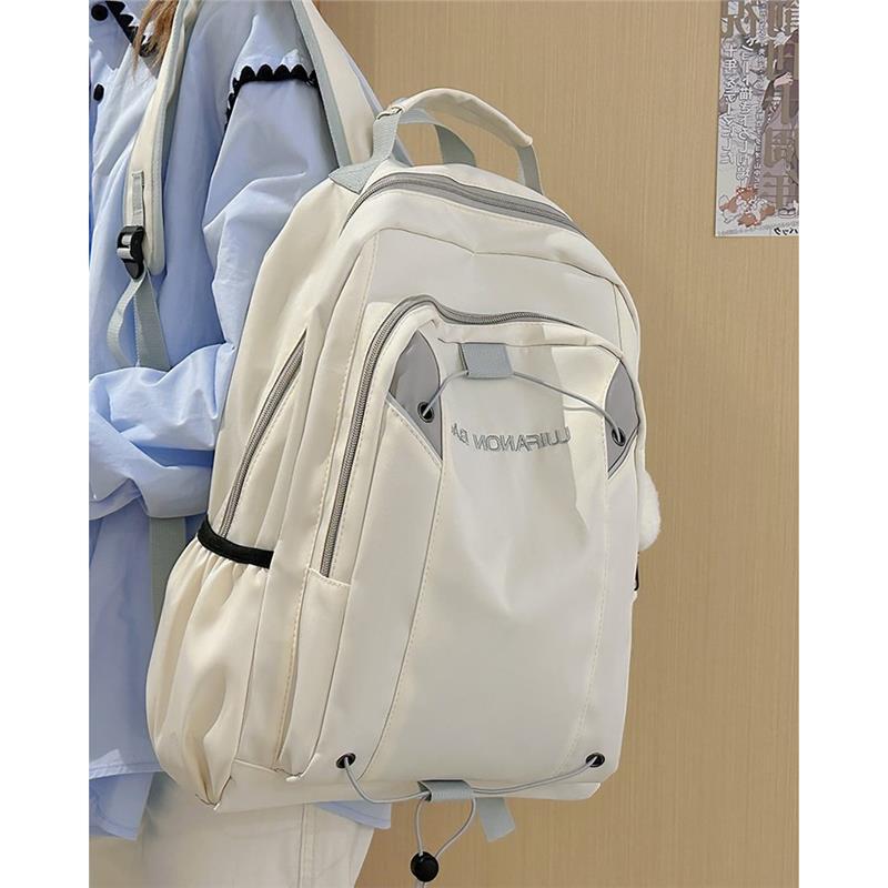Schoolbag Lightweight Schoolbag Female Niche Design Sense Simple Letter Middle School Student College Student Backpack Outdoor Outing Wind Backpack