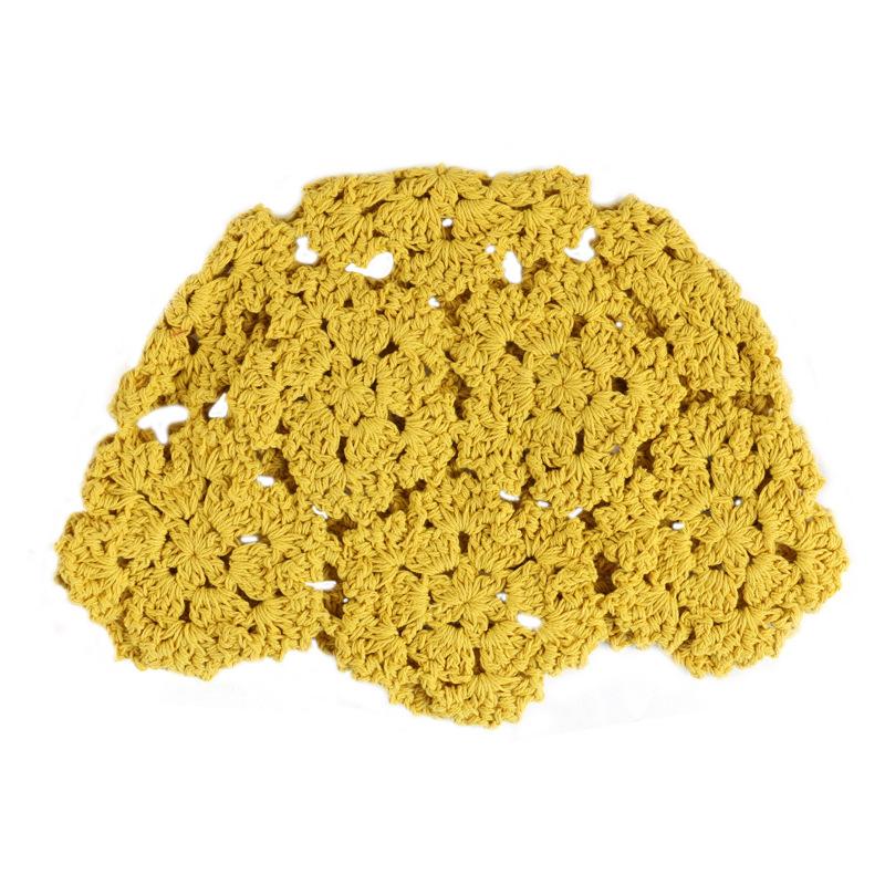 

Hat breathable knitted Korean version thread woven thin hollow children s autumn and winter hat trendy wool melon fashionable shopping hat wholesale Adjustable 56-60cm жовтий