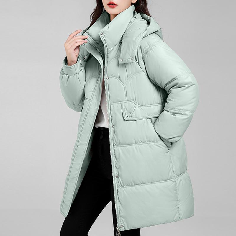 Long Coats for Women 2026 New Fashion Thick Warm Winter Women's Parkas Hooded Korean Style Solid Color Padded Jackets