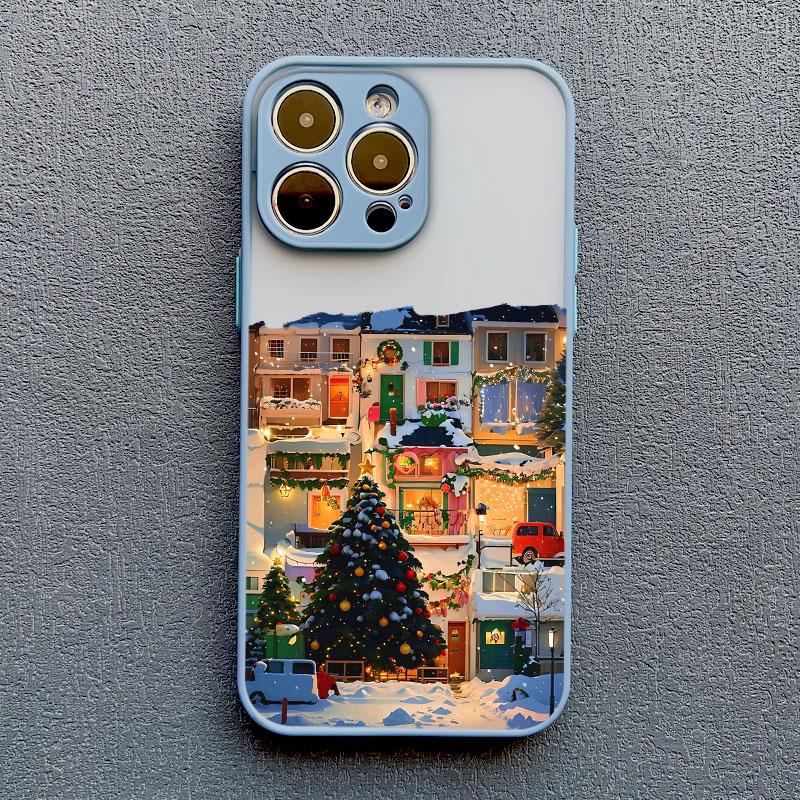 Ins Cartoon Christmas Style Phone Case For iPhone 17 16 Pro Max 15 14 13 12 11 Pro Max XR XS X 16 Plus Streetscape Phone Covers