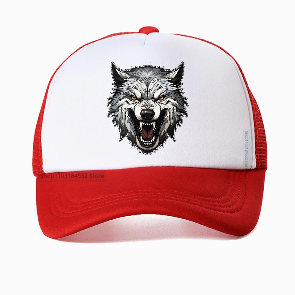 Ferocious Wolf Breathable Baseball Cap Unisex Mesh Snapback Visor Hip Hop Cotton Solid Color Trucker Hat Bone