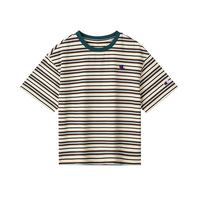 Champion Unisex Kids' Striped Embroidered Short Sleeve T-Shirt