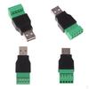 4x USB 2.0 Type A Male To 5 Pin Screw Terminal Adapter Connector
