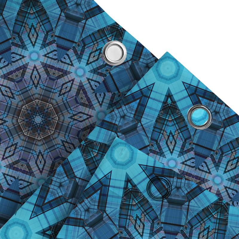 Blue Flower Shower Curtain Waterproof Fabric Home Decor Bathroom Decoration Luxury Crystal Design Print for Modern Bathrooms (Si