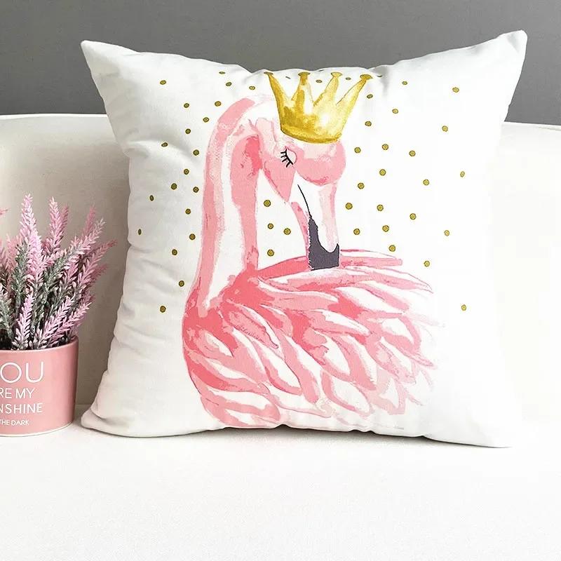 Nordic Pink Girls Geometry Polyester Plush Pillowcase Letters Pink Feather Super Soft Thick Sofa Pillow Cushion Cover Home Decor
